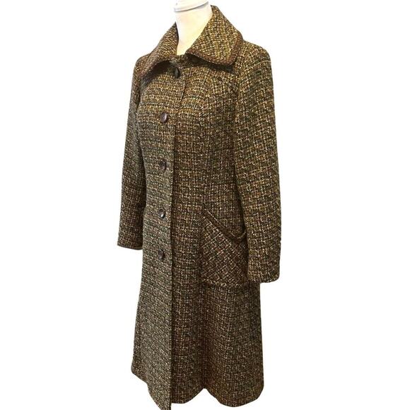 Vintage 1970s Fortown London Tweed Coat sz Small old money mod retro preppy boho - Picture 2 of 15